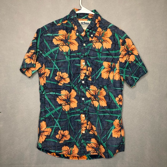 Urban Pipeline Floral Hawaiian Short Sleeve Shirt 100% Cotton Size Small - Picture 2 of 7